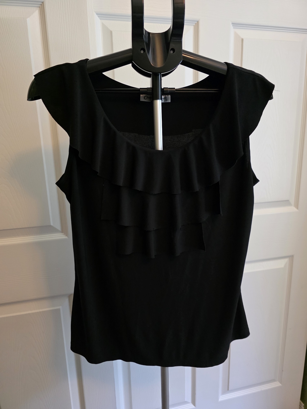 Claudia Richard Black Ruffle Tiered Blouse